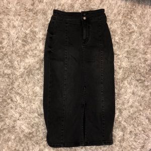 Free People black denim skirt
